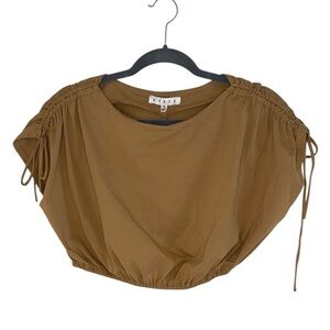 HYFVE Tan Cap Sleeve Ruched Crop Top